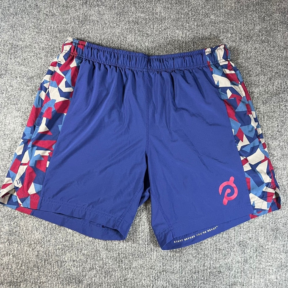 Fourlaps x Peloton Mens Athletic Shorts Geometric Blue Size‎ L